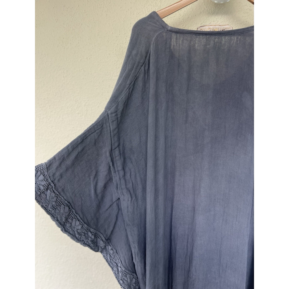 Jen’s Pirate Booty Charcoal Gray Caftan Tunic Dress Bohemian Flowy Resort Small - Picture 6 of 9